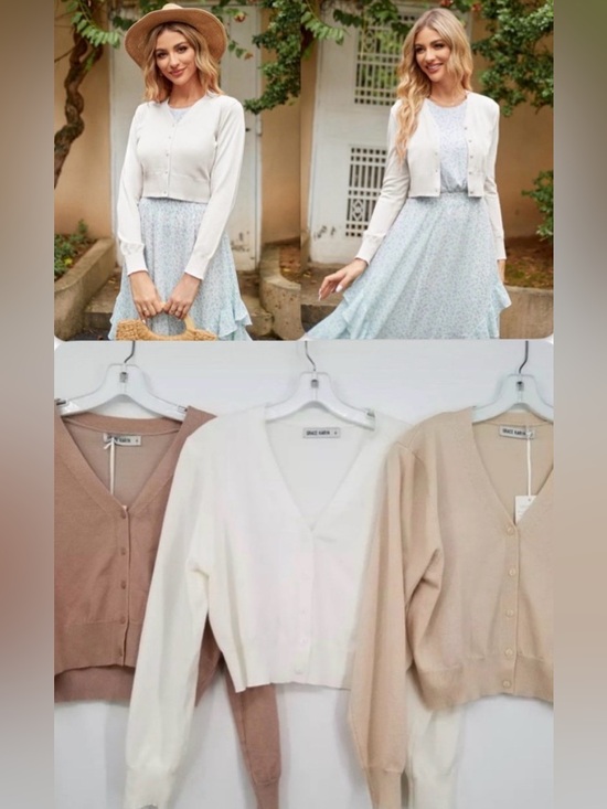 Grace Karin Sweaters - NEW [Grace Karin] Button-Up Cropped Long-Sleeved Cardigan Sweater Women’s Sz XL